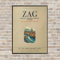 Thumbnail for Franjo Tuđman Airport Zagreb ZAG vertical canvas print - framed - beige background
