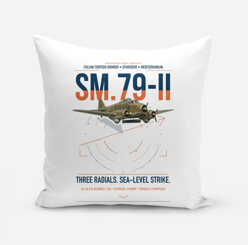 Savoia-Marchetti SM.79-II Sparviero design on white pillow
