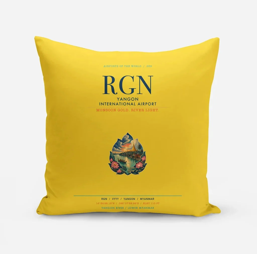 Yangon International Airport (RGN) design on yellow pillow