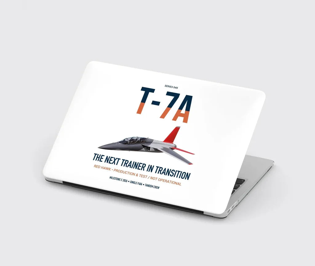 T-7A Red Hawk design on white MacBook case