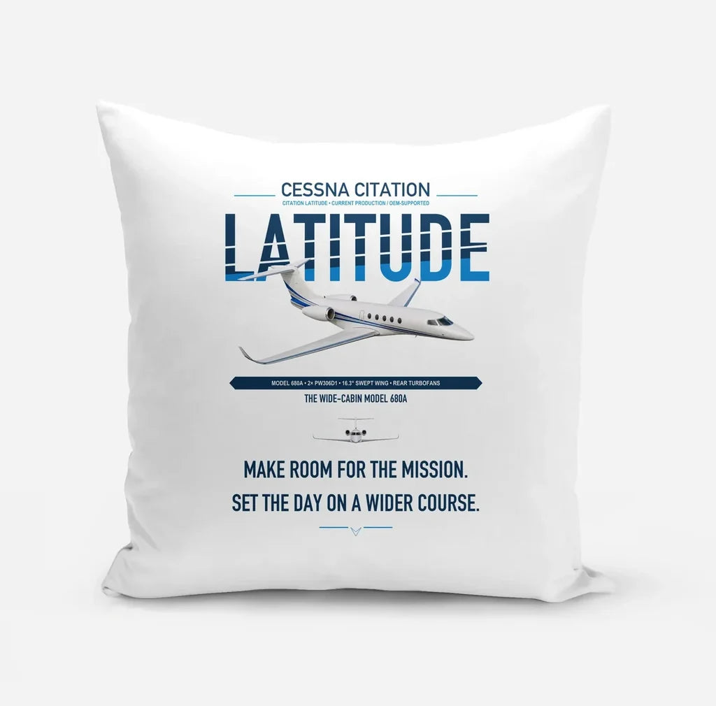 Cessna Citation Latitude design on white pillow