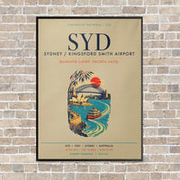 Thumbnail for Sydney Kingsford Smith Airport SYD vertical canvas print - framed - beige background