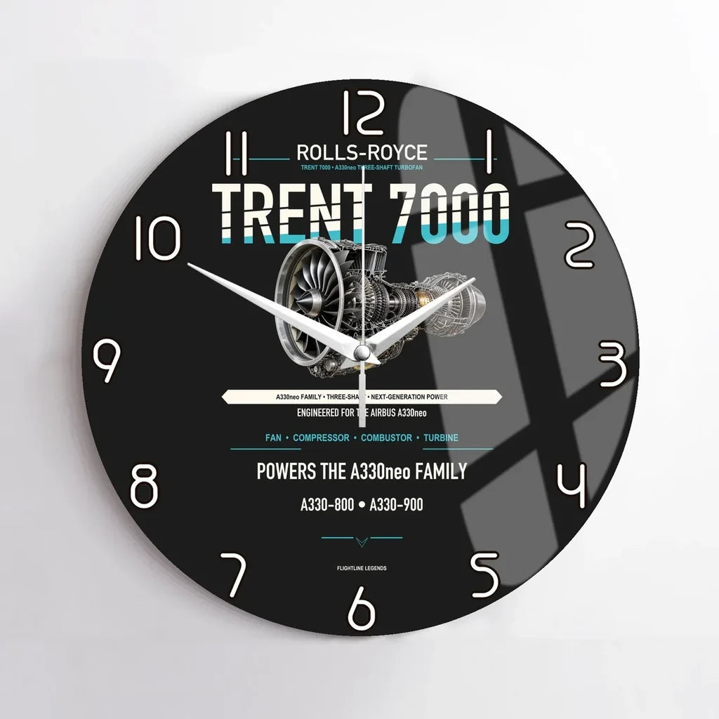 TRENT 7000 design on black no frame wall clock