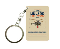 Thumbnail for Kaman HH-43B Huskie design on beige designed key chain, double-side print