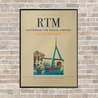 Thumbnail for Rotterdam The Hague Airport RTM vertical canvas print - framed - beige background