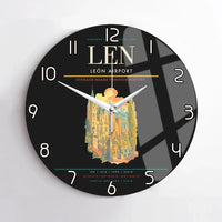 Thumbnail for León Airport (LEN) design on black no frame wall clock