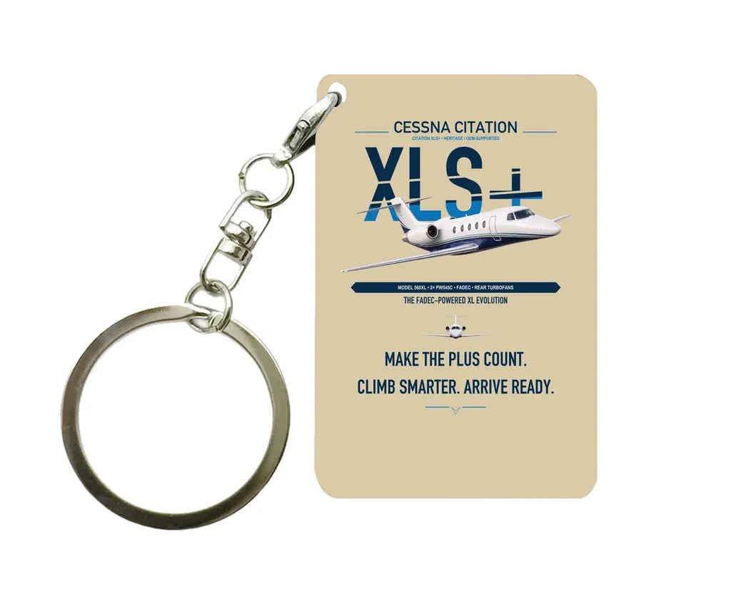 Cessna Citation XLSPlus design on beige designed key chain, double-side print