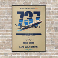 Thumbnail for Boeing 737 MAX 9 vertical canvas print - framed - beige background