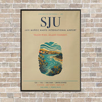 Thumbnail for Luis Muñoz Marín International Airport San Juan SJU vertical canvas print - framed - beige background