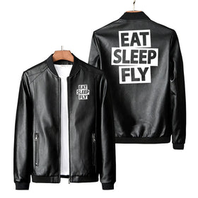 Eat Sleep Fly PU Leather Jackets