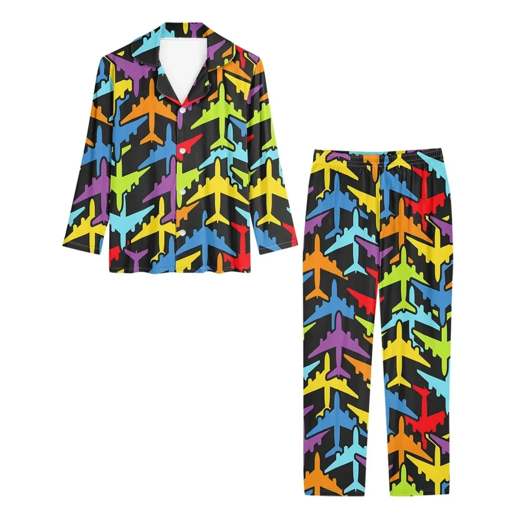 Super Colourful Airplanes women button pajamas - view 2