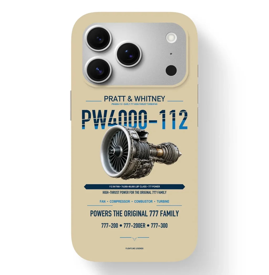 PW4000-112 Case design on beige iphone case