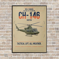 Thumbnail for Bell Canada CH-146 Griffon vertical canvas print - framed - beige background