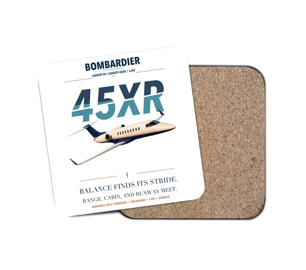 Bombardier Learjet 45XR design on white 1 piece coaster