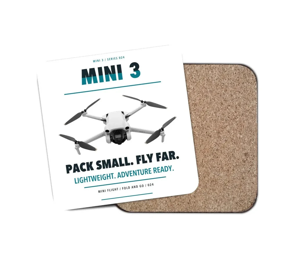 DJI Mini 3 design on white 1 piece coaster