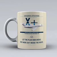 Thumbnail for Cessna Citation X+ design on beige ceramic mug, double-side print