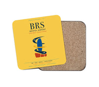 Thumbnail for Bristol Airport (BRS) design on yellow 1 piece coaster