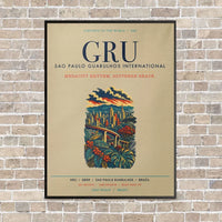 Thumbnail for Sao Paulo Guarulhos International Airport GRU vertical canvas print - framed - beige background