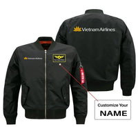 Thumbnail for Vietnam Airlines logo on black + name bomber jacket