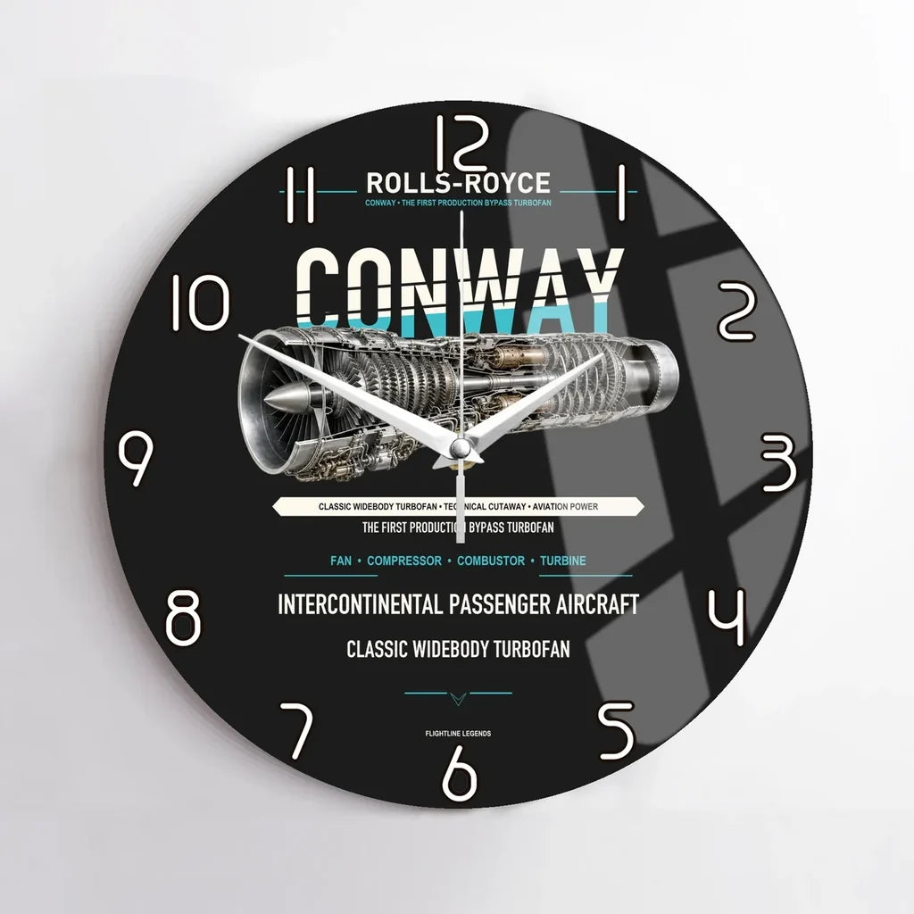 CONWAY design on black no frame wall clock