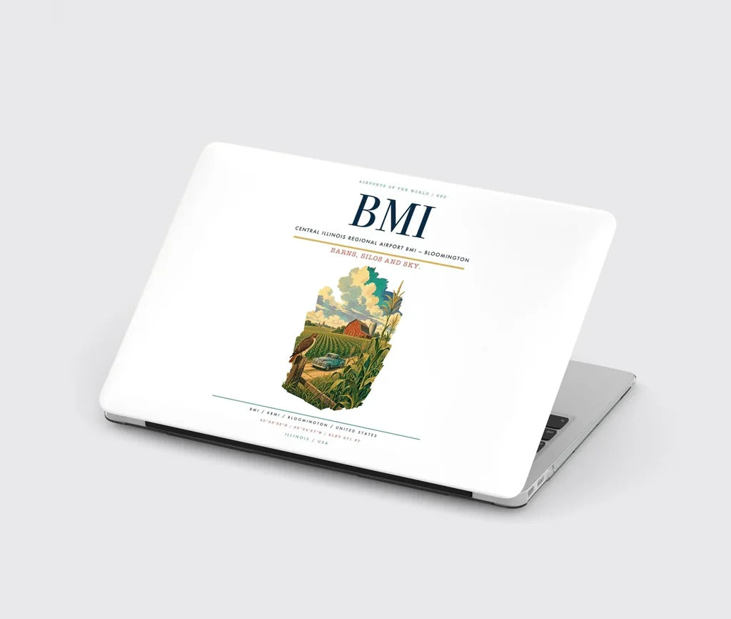 Central Illinois Regional Airport (BMI) design on white MacBook case