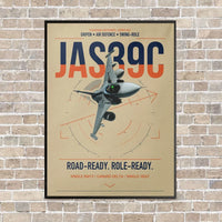 Thumbnail for Saab JAS 39C Gripen vertical canvas print - framed - beige background