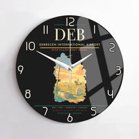 Thumbnail for Debrecen International Airport (DEB) design on black no frame wall clock
