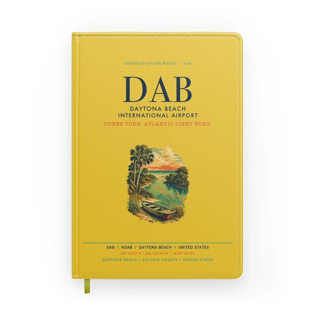 Daytona Beach International Airport (DAB) design on yellow notebook