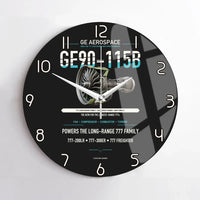 Thumbnail for GE90-115B design on black no frame wall clock