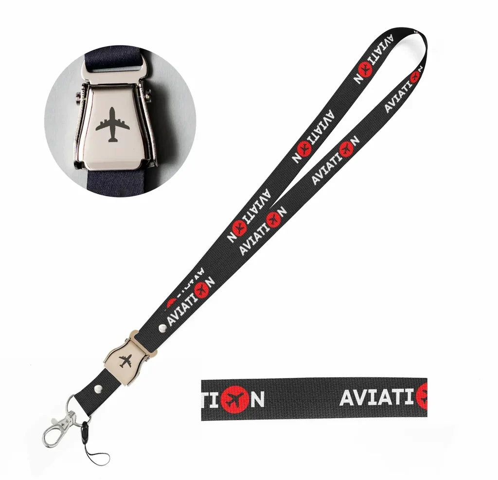 Aviation seat belt lanyard - black