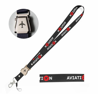 Aviation seat belt lanyard - black
