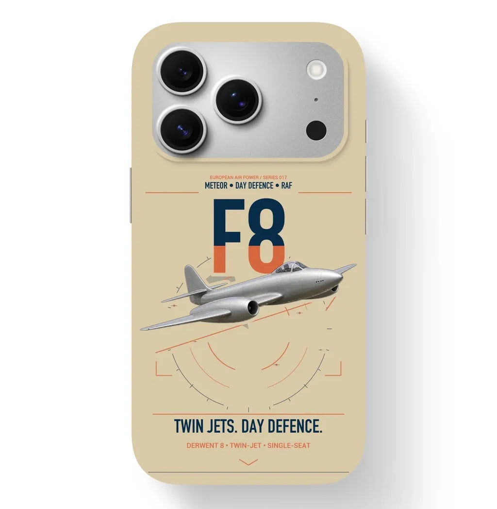 Gloster Meteor F8 design on beige magsafe iphone case, for iPhone 17 Pro