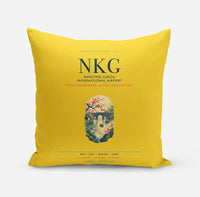 Thumbnail for Nanjing Lukou International Airport (NKG) design on yellow pillow