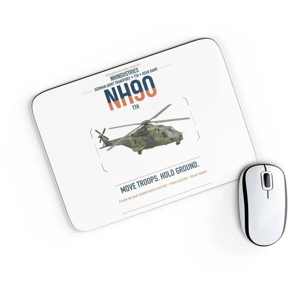 NHIndustries NH90 TTH design on white rectangle mouse pad