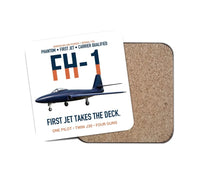 Thumbnail for FH-1 Phantom First Jet Takes the Deck design on white 1 piece coaster