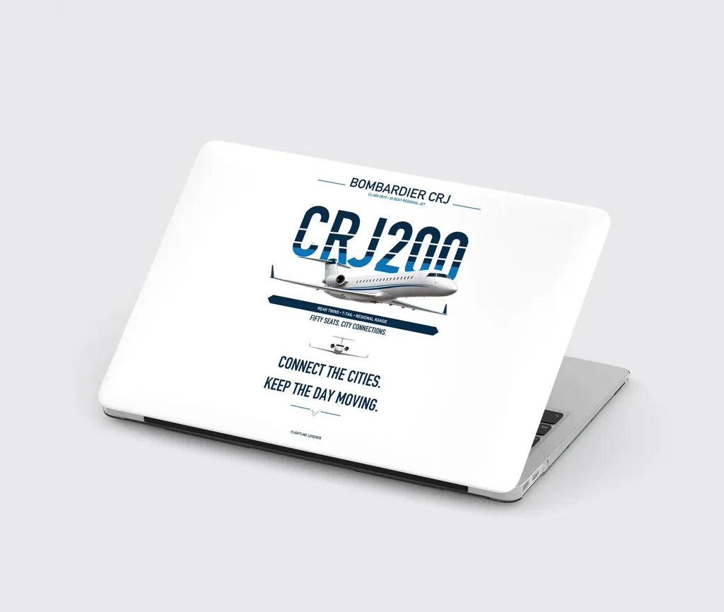 Bombardier CRJ200 design on white MacBook case