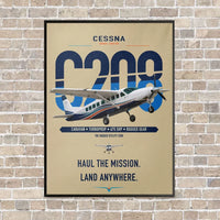 Thumbnail for Cessna 208 Caravan vertical canvas print - framed - beige background