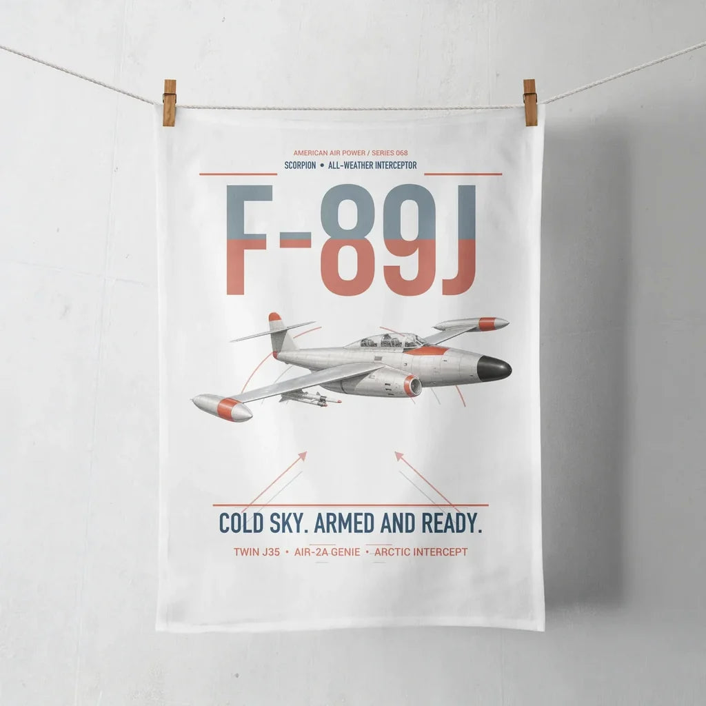 F-89J Scorpion design on white towel