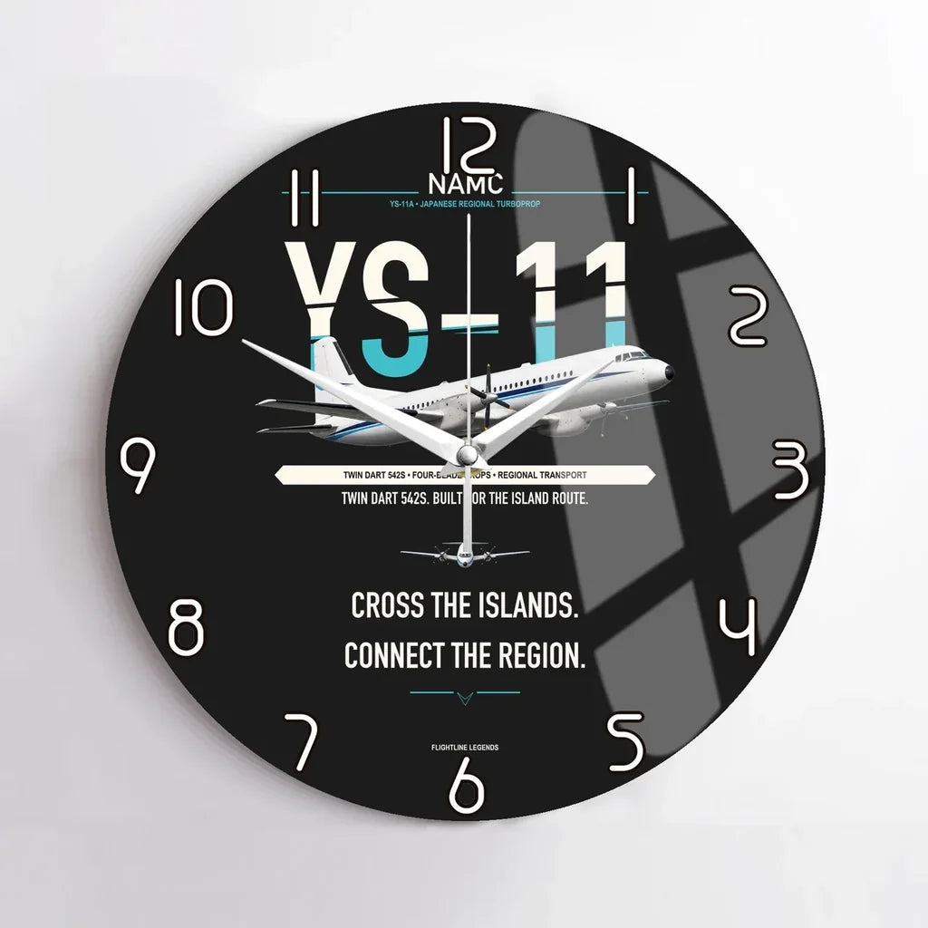NAMC YS-11A design on black no frame wall clock