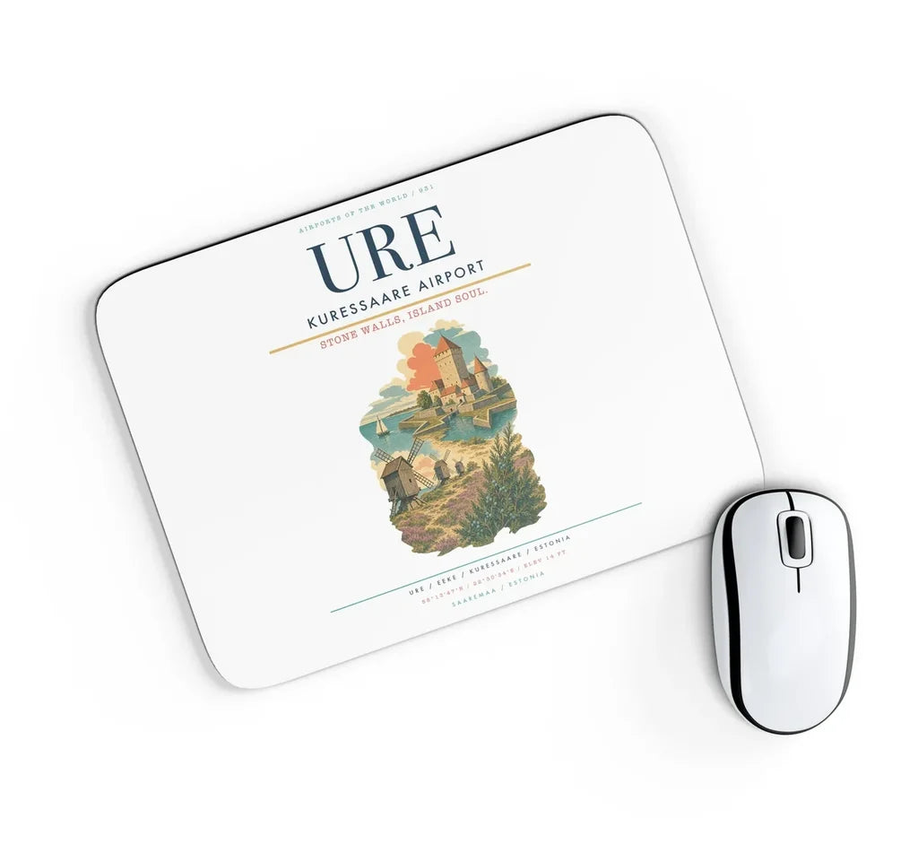 Kuressaare Airport (URE) design on white rectangle mouse pad
