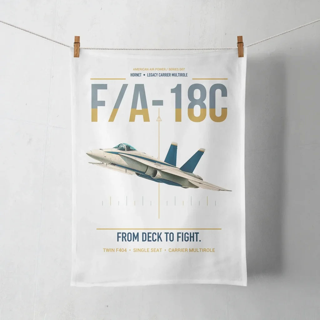 F-A-18C Hornet design on white towel