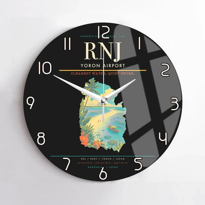 Yoron Airport (RNJ) design on black no frame wall clock