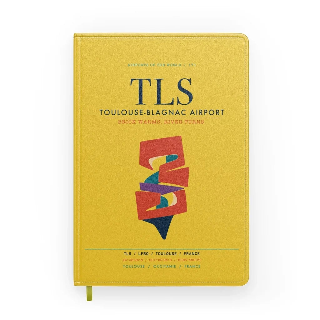 Toulouse-Blagnac Airport (TLS) design on yellow notebook