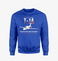 Thumbnail for T-1A Jayhawk Advanced Jet Trainer design on blue sweatshirt