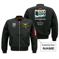 Thumbnail for Cessna A188B AgTruck design on black+name bomber jacket, double-side print