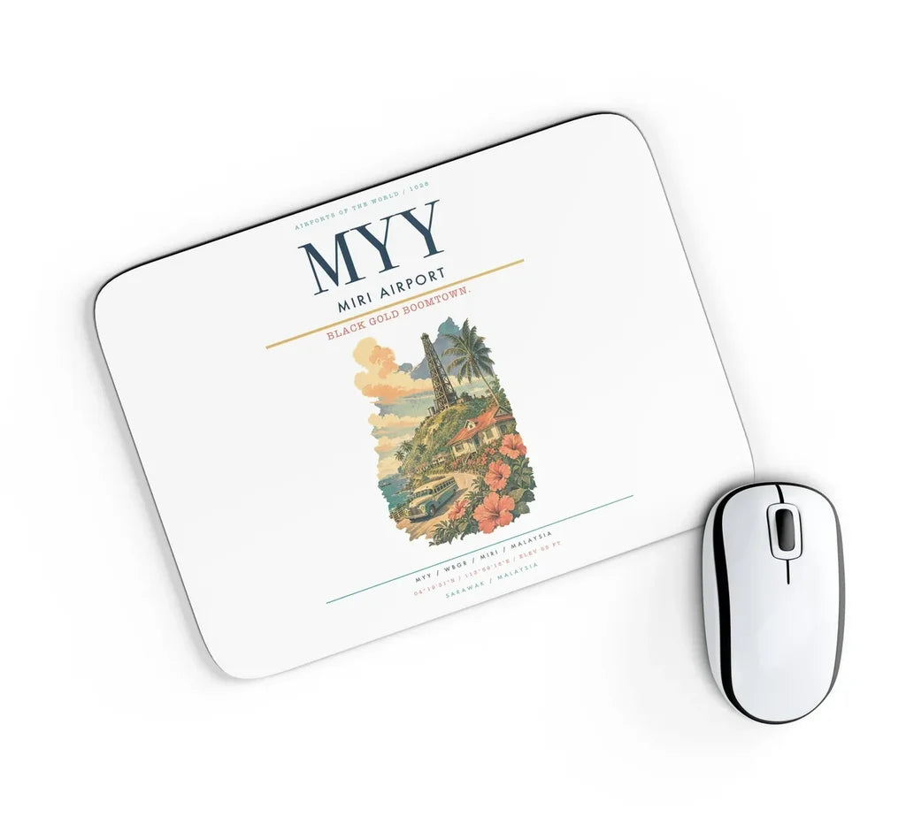Miri Airport (MYY) design on white rectangle mouse pad