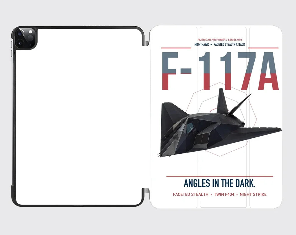 F-117A Nighthawk design on white ipad tablet case