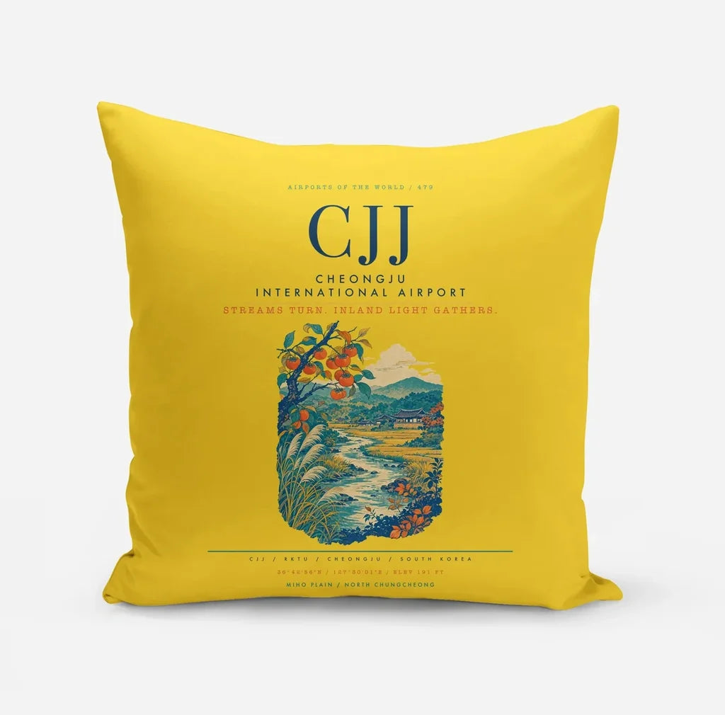 Cheongju International Airport (CJJ) design on yellow pillow