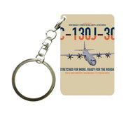 Thumbnail for C-130J-30 Super Hercules design on beige designed key chain, double-side print