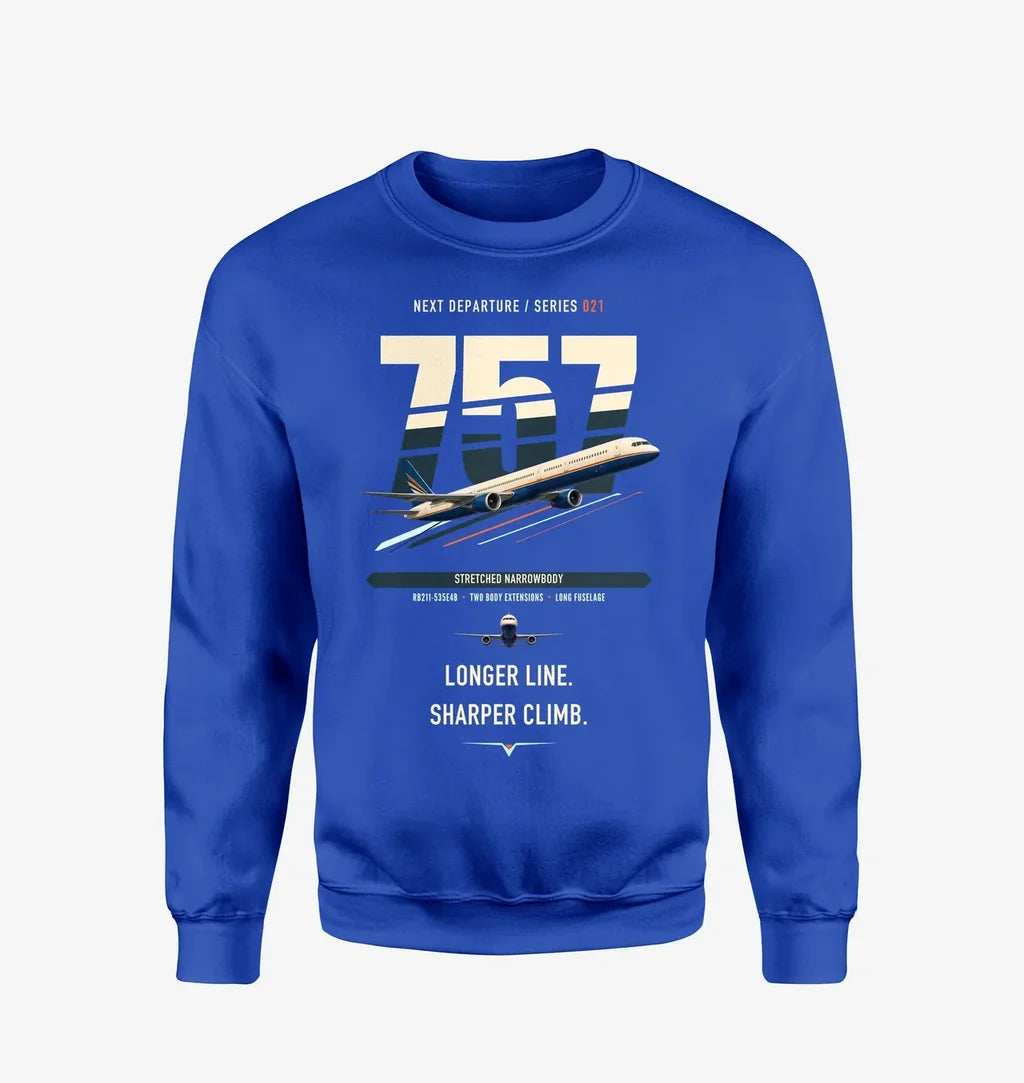 Boeing 757-300 design on blue sweatshirt